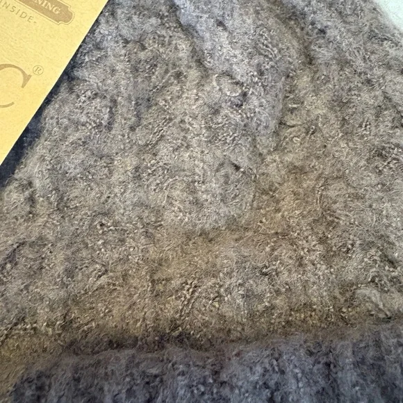 C.C Brown Knit Beanie with Faux Fur Pom - Picture 7 of 14